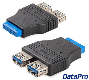 USB 3.0 20-Pin to Dual USB A Female Adapter