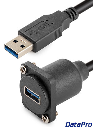 Panel Mount USB 3.2 Type-A Extension Cable for Neutrik D Cutout