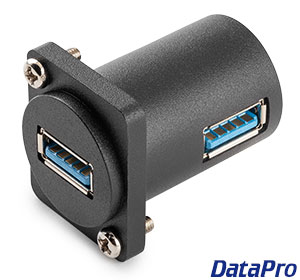 Panel Mount USB 3.2 Type-A Coupler for Neutrik D cutout